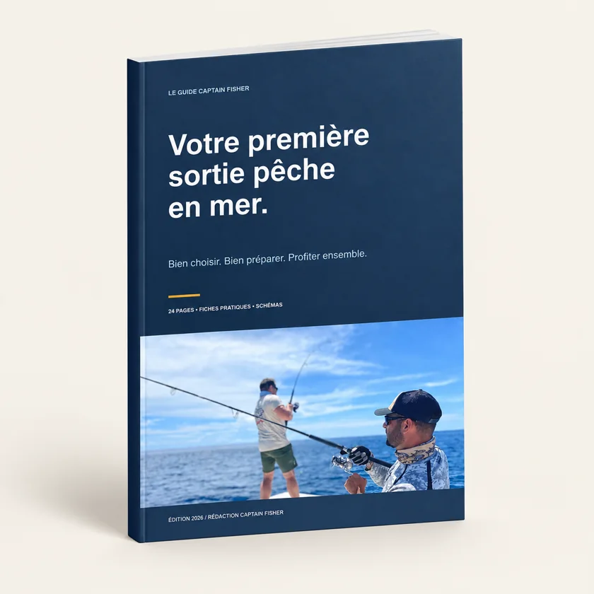 Le guide Captain Fisher présenté sous forme de livre en 3D